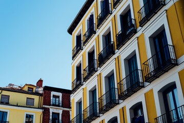 Old residential building in central Madrid. Real estate, renovation and maintenance concepts