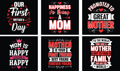 Mom T-shirt Design. Mother's Day t-shirt design bundle. Typography mom t-shirt design.  