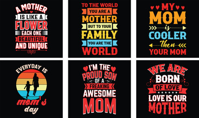 Mom T-shirt Design. Mother's Day t-shirt design bundle. Typography mom t-shirt design.  