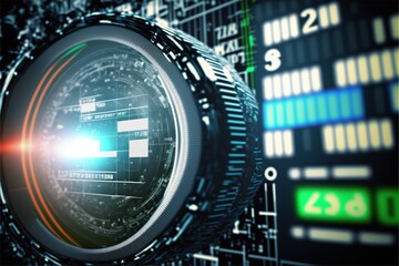 Ein technisches futuristisches Ger&auml;t f&uuml;r Ton und Bild Aufnahmen, ai generativ