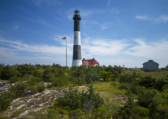 Fototapeta na wymiar Drpne view of the Fire Island Lighthouse on Long Island
