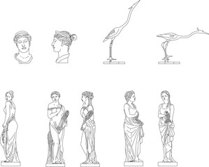 Sketch vector illustration of classical greek roman statue