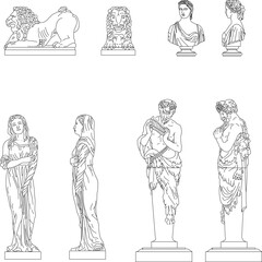 Sketch vector illustration of classical greek roman statue