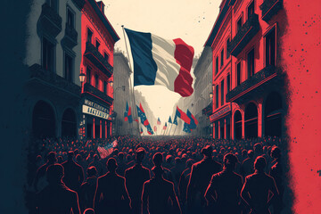 Paris Protests in France, Manifestation. Generative AI