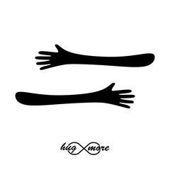 Obraz premium Hands hugged. Hug more. Hands embraced minimal style isolated on white background. Vector illustration