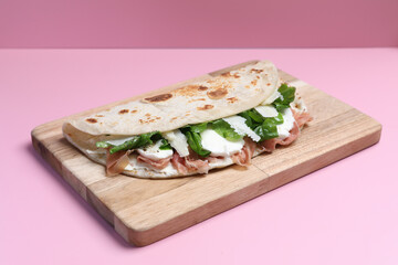 Italian cuisine , Piadina with Italian ham and cheese