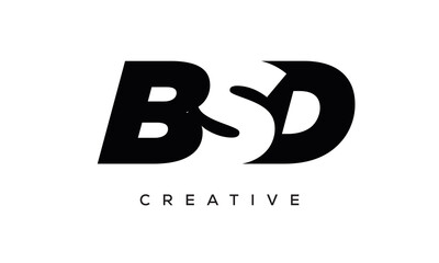 BSD letters negative space logo design. creative typography monogram vector