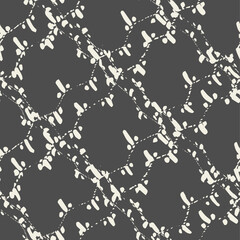 Embroidery Tie Dye Seamless Pattern. White and Black Contemporary Watercolor Japan Design. Shibory Needlework Minimalism Background. Ink Geometric Art Print. Ethnic Monochrome Macrame Imitation.