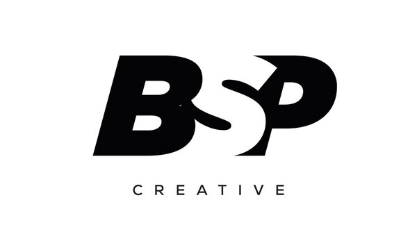 BSP letters negative space logo design. creative typography monogram vector