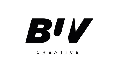 BUV letters negative space logo design. creative typography monogram vector