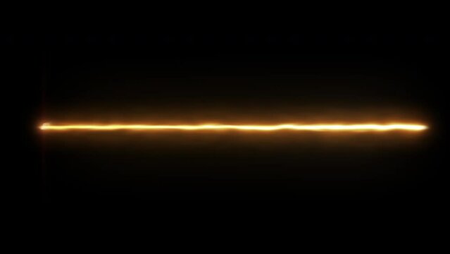 Laser beam effect or super power energy line from left to right on black background. VFX design element.