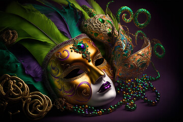 Colorful carnival mask. Generative ai