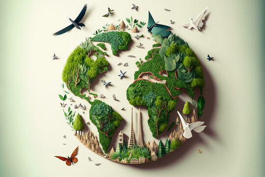 World environment and earth day concept with colorful eco friendly enviroment.