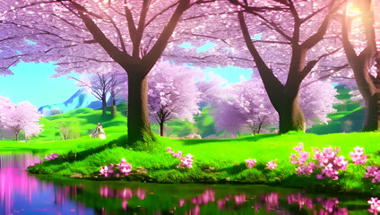 Fototapeta na wymiar 桜咲き誇る春のイメージ　風景