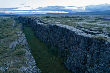 Drone Aerial of Thingevellir National Park in Iceland