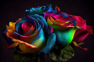 Fototapeta na wymiar Amazing multicolored roses