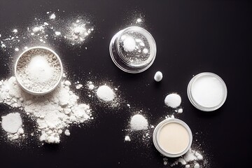 cosmetic powder on a black background
