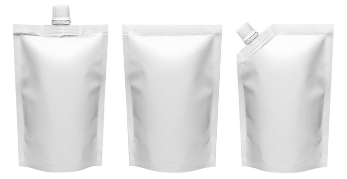 Set of different types of white doypack cut out