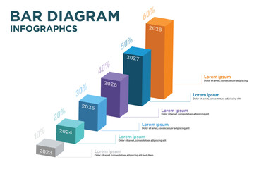 3d graph bar diagram chart for business statistics. Vector infographic with steps and options.