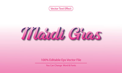 Mardi Gras 3d text effect vector template