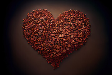Lovely heart from coffee beans