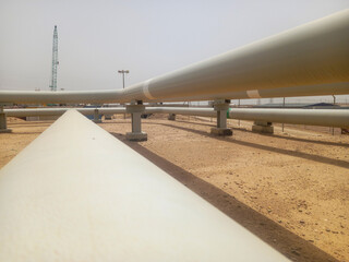 Oil Pipelines in desert.