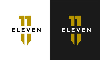 Eleven Initial number 11 icon design logo minimal template