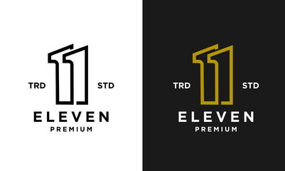 Eleven Initial number 11 icon design logo minimal template - obrazy, fototapety, plakaty