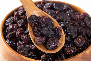 Healthy Food - Nuts Dehydrated Grapes; Photo White Background