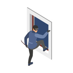 Window Burglar Isometric Composition