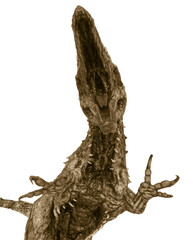 giganotosaurus is a zombie in fighting pose on front close up view © DM7