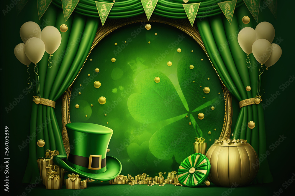 Aufkleber St Patrick's Day Lucky Charm Shamrock Irish abstract green bokeh background for happy st patrick's day celebration background design