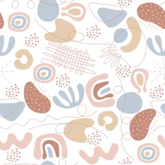 Tragetasche Seamless pattern of abstract spots, lines and dots. Hand drawn organically shaped elements. Pastel and gentle colors, vector illustration. © Oksana_Skryp