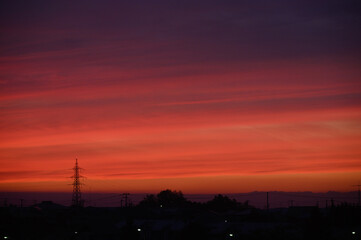 夕暮れ, 空, 夕焼け, 雲, 鉄塔