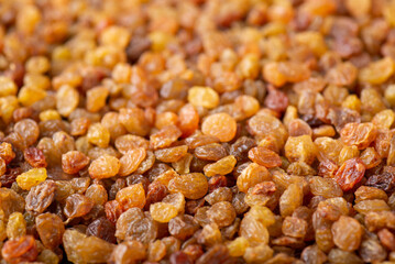 Close up of raisin. Washed raisin before using them in pastry