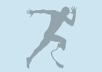 runner athlete disability in prosthetic silhouette in black lines 