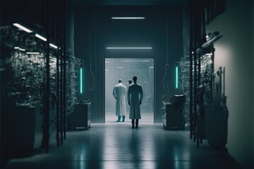 Fototapeta premium scientists conduct experiments in a high-tech military government research laboratory