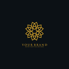 Luxury ornament logo. Gold ornament icon, letter a, leaf, flower. Graphic vector illustration design