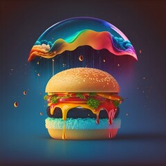 a rainbow-colored hamburger, generative AI