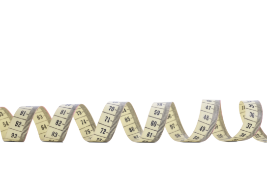 Measuring tape isolated on transparent background, PNG.