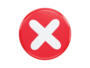 Cross sign with 3d vector icon illustration