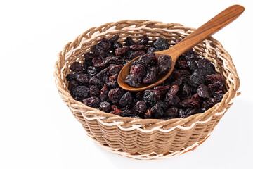 Healthy Food - Nuts Dehydrated Grapes; Photo White Background