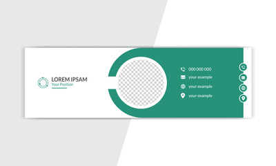 Business email signature with an author photo place modern and minimal layout. corporate mail signature banner.