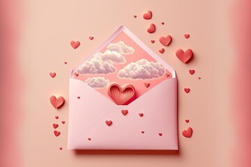 Saint Valentine day greeting card with love message, AI