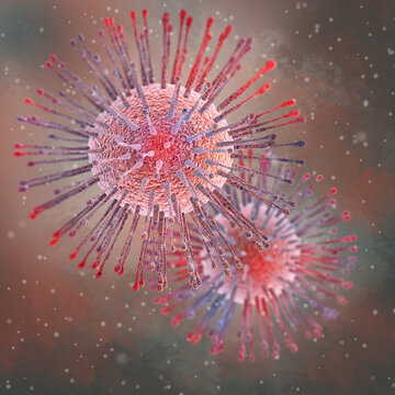 Medical background, Herpes simplex virus type one, herpesvirus family, causing oral herpes in humans, 3d rendering