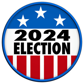 2024 Election round button in red, white, and blue - Vector Illustration