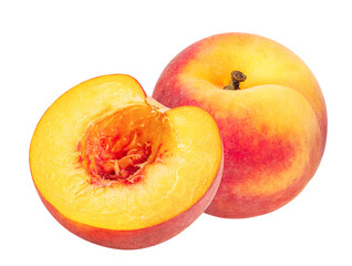 Peach fruit isolated on white or transparent background.