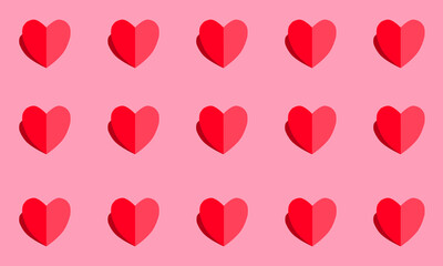 red and pink hearts vector background banner backdrop wallpaper card chocolate cookie shadow regular evenly placed pattern cute valentine's day valentine