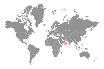 Fototapeta na wymiar Arabian Sea on the world map. Vector illustration.