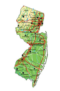 recommend clip art: High detailed New Jersey physical map with labeling.